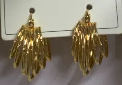Luxury Tassel Drop Earrings 18K Gold Plated Alloy Feather Layered Dangle Earrings for Women