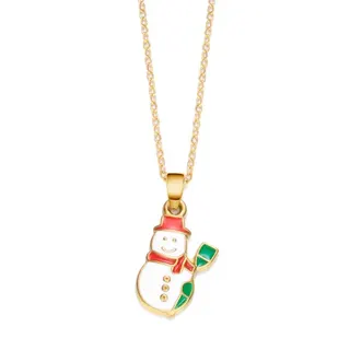 Christmas Snowman Enamel Pendant Necklace, 18K Gold Plated Stainless Steel, Cute Cartoon Holiday Gift for Women, 45+5cm Adjustable Chain