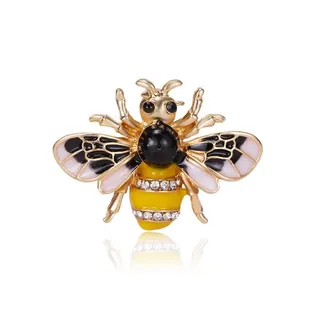 Bee Brooch for Women - Luxury Vintage Rhinestone Enamel Insect Pin, Gold-Plated Alloy, 3pcs Set, 2.5x3.5cm French Sweet Fashion Accessory