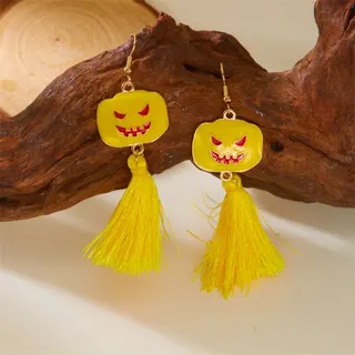 Halloween Cute Ghost Tassel Earrings, White Alloy Dangle Earrings with Tassel, Funny Ghost Shape Drop Earrings for Women, Party Cosplay Jewelry Gift