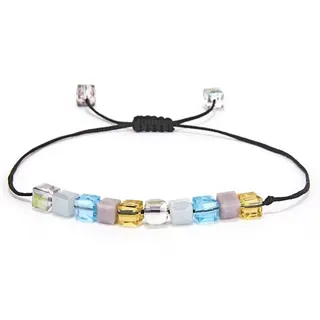 4mm Cube Crystal Bead Bracelet, Pastel Macaron Colorful Beads on Black Adjustable Cord, Minimalist Delicate Beaded Bracelet for Women Girls, Gift for Her