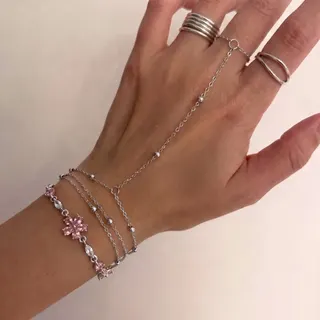 Minimalist Open Ring Set - Double Band Cross Finger Ring & Bracelet, Adjustable Silver Plated Alloy, Mirror Polished, Stackable Jewelry for Women & Couples