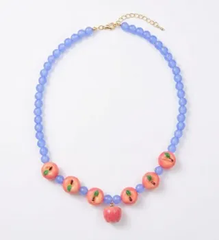 Fruit Necklace Resin Apple Beaded Necklace Pastel Blue & Pink Sweet Girl Style Adjustable 40+5cm Clavicle Chain
