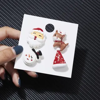 Christmas Pin Set - Acrylic & Alloy Santa, Reindeer & Candy Cane Brooches, 3-Piece Holiday Badge Gift with Card Packaging