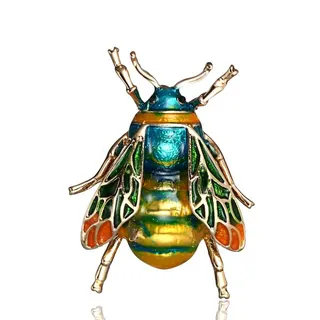 Vintage Bee Brooch for Women, Gold-Plated Enamel Insect Pin, French Chic 3D Lapel Brooch for Blazer Dress, 3.5x2.6cm