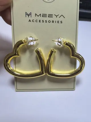 Gold Heart Hoop Earrings - 18K Gold Plated Alloy Open C-Shape Heart Studs, Chic Geometric Jewelry for Women