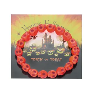 Halloween Skull Bead Bracelet for Women, Blue Resin Skull Charm Bracelet 18cm, Funny Party Cosplay Jewelry with Card Packaging