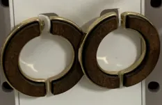 Vintage Geometric C-Shaped Hoop Earrings, Coffee Brown with Gold Trim, Alloy Statement Earrings for Women, Lightweight Face-Slimming Design