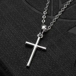 Minimalist Cross Pendant Necklace for Women, Silver Alloy Tarnish-Free Adjustable Clavicle Chain 45+7cm, Elegant Religious Jewelry Gift