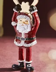 Christmas Tree Ornament Alloy Enamel Santa Claus Hanging Decor with Reindeer Antlers & Star, Festive Window Gift Decoration
