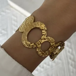 Gold Stainless Steel Coral Cuff Bracelet - Wide Open Bangle with Hollowed Ocean Branch Design, Hypoallergenic 18K Gold Plated, 6cm