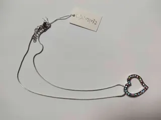 Heart Shape Necklace for Women, Alloy with Rainbow Rhinestone, Hollow Love Pendant, Adjustable 40+5cm Clavicle Chain, Sweet Elegant Jewelry Gift