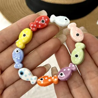 Colorful Ceramic Fish Bracelet - Cute Cartoon Macaron Bead Handband, 18cm, Kawaii Girl Jewelry Gift