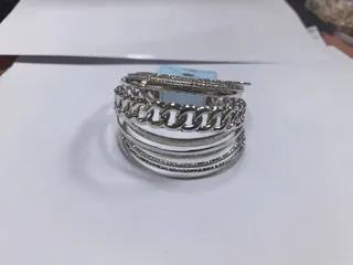 Luxury Stacked Wide Cuff Bracelet - Silver Plated Alloy Cuban Chain with Micro Paved Zircon, Multi-Layer Open Bangle for Women, Trendy Statement Jewelry Gift