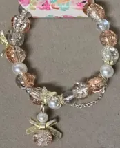 French Vintage Bow Bracelet for Women - Faceted Crystal Glass Beads with Pearl & Gold-Plated Chain, Sweet Elegant Jewelry Gift