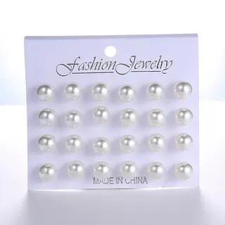 Mixed Color Faux Pearl Stud Earrings, 6mm/8mm/10mm/11mm, 12 Pairs Set, Glossy Round Imitation Pearl Earrings for Women, Fashion Jewelry Gift Pack