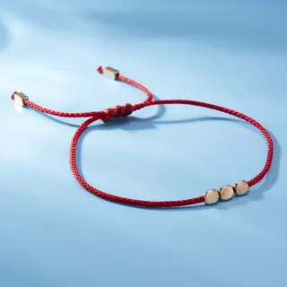 Red String Bracelet with 3 Irregular Copper Beads, Handwoven Adjustable Braided Cord 16-28cm, Lucky Charm Gift for Women Men, Durable Metal-Tipped Knot