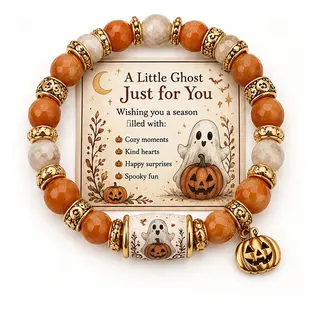 Halloween Bracelet for Women Black Cat Witch Hat Beaded Bracelet Alloy Pearl Micro-Paved Zircon Enamel Purple Black Orange Spooky Season Gift 18cm