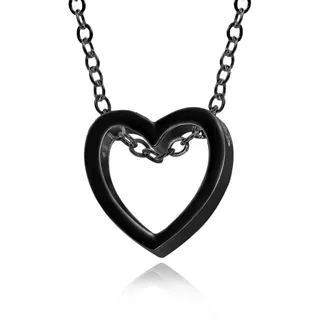 Hollow Heart Pendant Necklace for Women & Couples, Silver Plated Alloy Open-Heart Charm Chain, Adjustable 46+5cm Clavicle Necklace, Minimalist Sweet Gift Jewelry