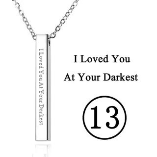 I Loved You At Your Darkest Engraved Bar Necklace, Stainless Steel Rectangular Pendant, Hypoallergenic Polished Clavicle Chain, Customizable Love Gift for Her, 50cm