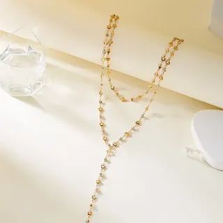 Layered Pearl Drop Heart Hollow Out Necklace for Women