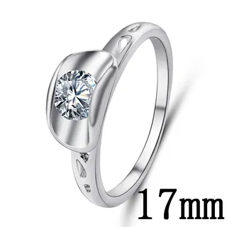 White Gold Zircon Ring for Women 18mm - Hollow Teardrop Band with Micro-Pavé Side Stones, Round Brilliant Center Stone, Hypoallergenic Copper Base, Elegant Engagement Promise Ring