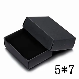 Black Rigid Cardboard Jewelry Box 8x5x2.5cm Necklace Earring Gift Packaging Box Minimalist Flip-Top Case for E-commerce & Gift Wrapping