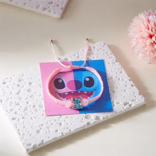 Stitch Cartoon Braided Bracelet, Cute Alloy Charm Wristband, Adjustable Purple & Blue Knotted Rope Beaded Hand Chain, Kawaii IP Gift for Women Girls