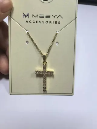 Gold Cross Necklace for Women, Alloy 18K Gold Plated, Rhinestone Crystal Cross Pendant Chain, Faith Jewelry Gift with Brand Card