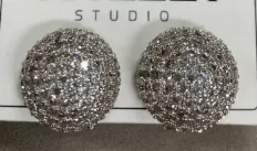 Rhinestone Ball Earrings for Women, Alloy Crystal Stud Earrings, Round Sparkly Rhinestone Hoop Ear Studs, Bridal Party Luxury Jewelry Gift