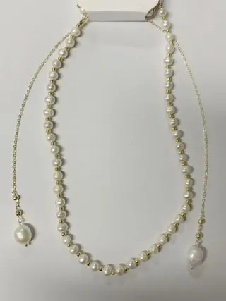 Luxury French Vintage Pearl Necklace, 18K Gold Plated Alloy Beaded Chain with Double Pearl Drop Pendants, Elegant Everyday Long Necklace for Women