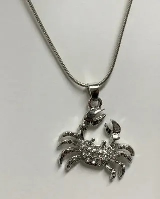 Cancer Crab Pendant Necklace for Women, Alloy Silver Plated with Micro-set Zirconia, Ocean Style Snake Chain Clavicle Chain, Zodiac Birthday Gift