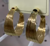 Luxury Gold Spiral Hoop Earrings, 18K Gold Plated Alloy C-Shaped Hoop Earrings for Women, Vintage Statement Face-Slimming Earrings