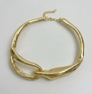 Gold Plated Statement Collar Necklace - Sculpted Twisted Cuff Choker with Adjustable Extender Chain, Minimalist Luxury Jewelry for Women