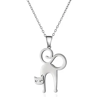 Halloween Ghost Necklace for Women, Stainless Steel Cute Cartoon Pendant with Hollow Eyes & Smile, Hypoallergenic Tarnish-Free Chain 45+5cm