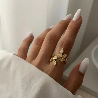 Stainless Steel Statement Flower Ring, 18K Gold Plated, French Vintage Open Adjustable Design Ring with Rhinestone & Enamel, 1.8cm, for Women