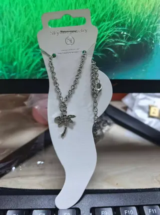 Dragonfly Anklet for Women, Rhinestone Insect Charm Foot Chain, Silver Plated Alloy Adjustable Beach Ankle Bracelet, ~21cm