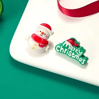 Christmas Asymmetric Earrings Acrylic Santa Claus & Christmas Tree Cartoon Stud Earrings Festive Holiday Gift Jewelry