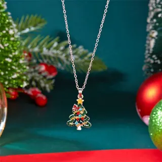 Christmas Tree Earrings for Women, Colorful Rhinestone Alloy Dangle Earrings with Star & Bow, Festive Holiday Party Jewelry, 1 Pair