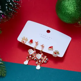 Christmas Santa Claus Elk Hat Earring Set for Party