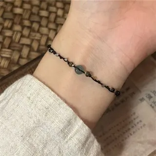 New Chinese Style Peace Buckle Beaded Braided Bracelet, Adjustable Resin Round Bead Hand Rope, Minimalist Zen Unisex Wristband 16-26cm