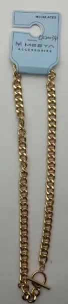 Gold Cuban Link Chain Necklace for Women, 18K Gold Plated Iron, OT Clasp Adjustable 40+5cm, Vintage Rope Chain Layering Necklace