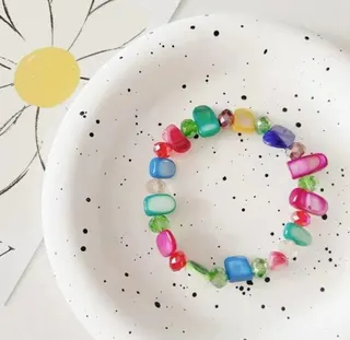 Colorful Shell Beaded Elastic Bracelet - Rainbow Crystal Charm Stretch Bracelet for Women Girls, Summer Boho Jewelry, 1pc