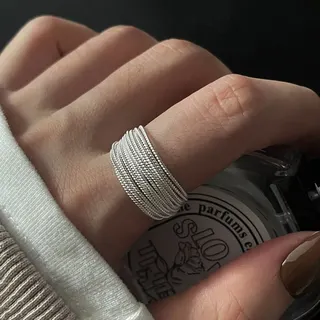 Multi-Layer Stacked Open Ring, Adjustable Silver Tone Alloy Finger Ring, Minimalist Boho Stackable Band for Women