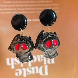 Halloween Reaper Wizard Earrings Resin Skull Drop Earrings Gothic Dark Red-Eye Round Bead Dangle Earrings for Party Cosplay Women