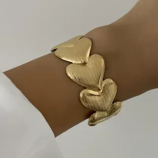 Vintage Cherry Bracelet for Women, 18K Gold Plated Stainless Steel, 3D Embossed Sweet Open Cuff Bangle, Approx 6cm, Gold