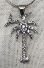 Coconut Tree Necklace for Women, Rhinestone Palm Tree Pendant, Boho Vacation Jewelry, Adjustable 40+5cm Alloy Chain, Summer Beach Accessory