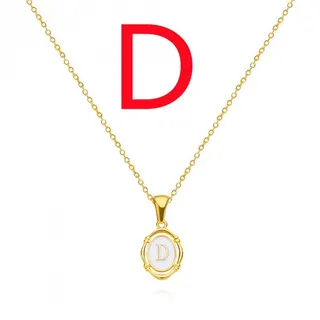 Personalized Letter D Shell Pendant Necklace, 18K Gold Plated Alloy Oval Mother-of-Pearl Choker Chain, 40+5cm Adjustable, Women's Gift Jewelry