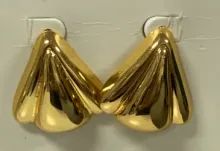 Gold Teardrop Earrings 18K Gold Plated Alloy, Mirror Polished Sculpted Drop Earrings, Statement French Vintage Hoops for Women