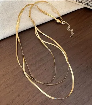 Layered Snake Chain Necklace 18K Gold Plated Copper Long Chain 47.5+5cm Minimalist Fashion Jewelry for Women